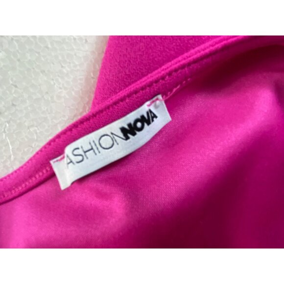 Fashion Nova Fuchsia Pink Wrap Jumpsuit Catsuit Sexy Barbie Stretch Club Cute XL - Picture 5 of 5